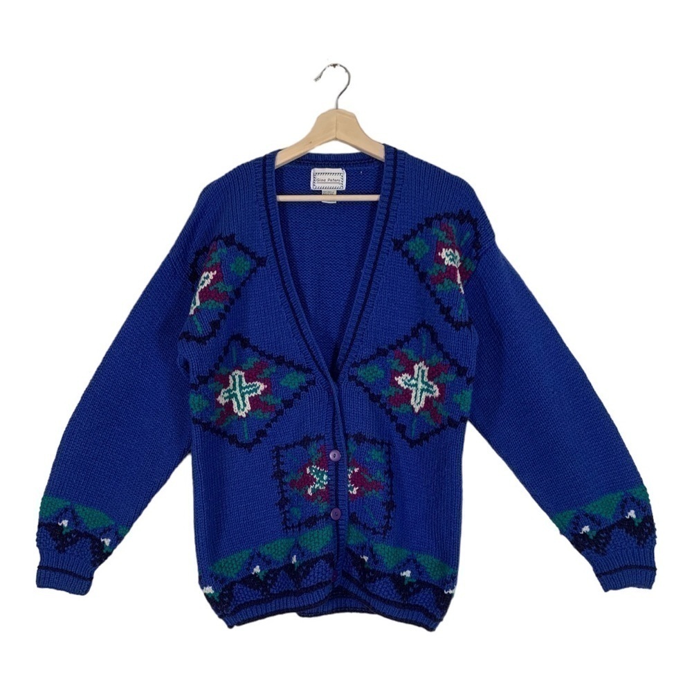 Vintage Gina Peters Cottagecore Knit Cardigan Sweater Size Medium